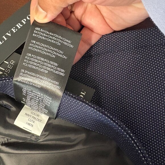 Liverpool Stitch Fix Exclusive Knit Trouser Navy Blue Polka Dot Ponte Size 10/30 - Picture 9 of 9